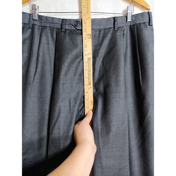 Ralph Lauren LRL Pants 36x29 Gray Wool Cashmere Pleated Cuffed Trousers - Picture 7 of 14